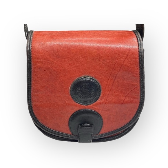 Vintage: Boots ‘n Bags ❁ Accordion Mini Crossbody Saddle Bag ❁ Brick Red Leather - Picture 3 of 16